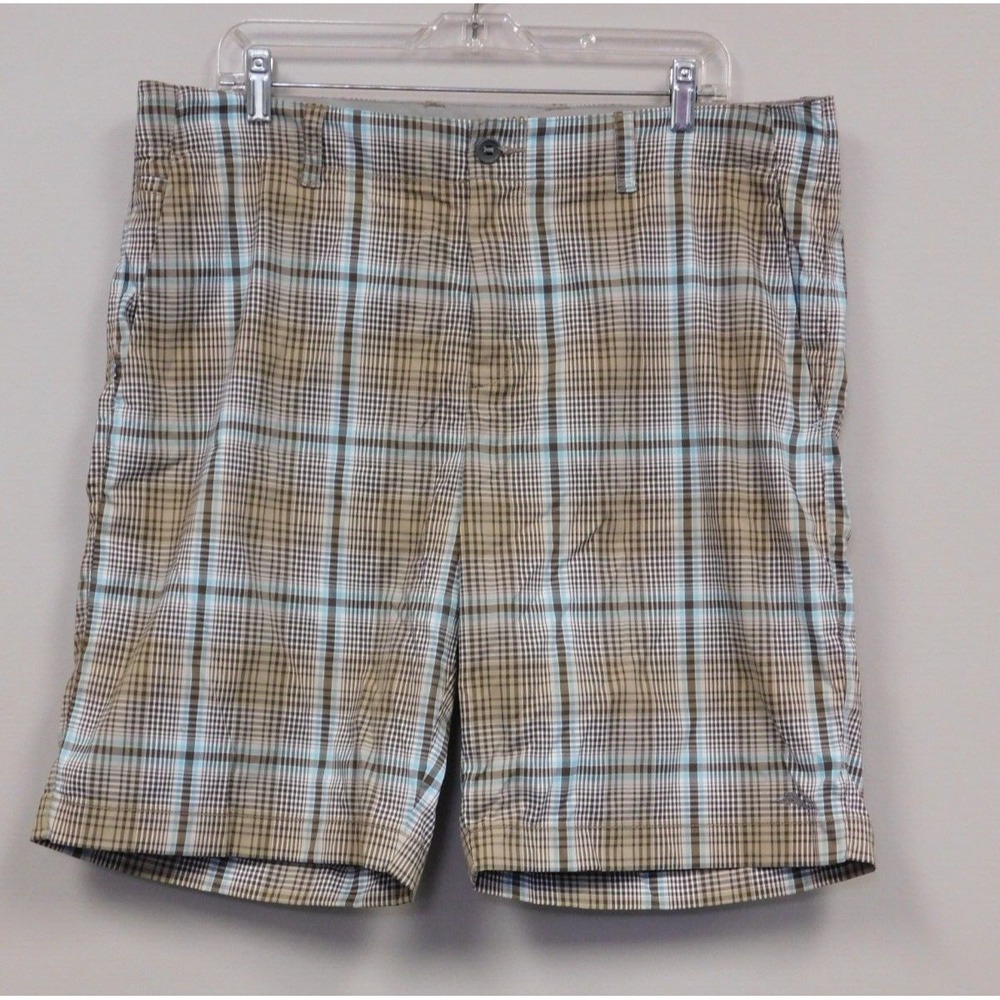 Tommy Bahama Mens plaid shorts Brown white blue Size 38  (Tag says 36)